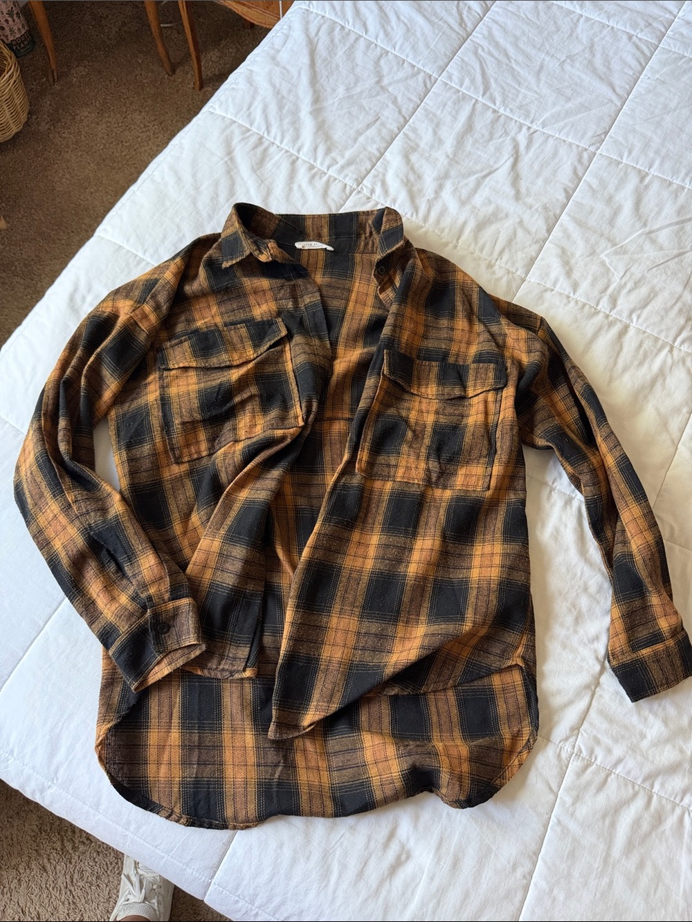 12th Tribe Black and Brown Plaid Button-Up Shirt